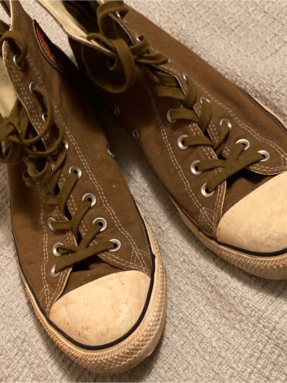 Distressed Converse Men’s High-Top Canvas Sneakers - Green/Brown Army - Picture 6 of 8